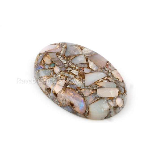 Amazing Quality Genuine Ethiopian Pink Opal Copper Composite 20x30mm Smooth Oval Cabochons Loose Gemstone for Making Jewelry