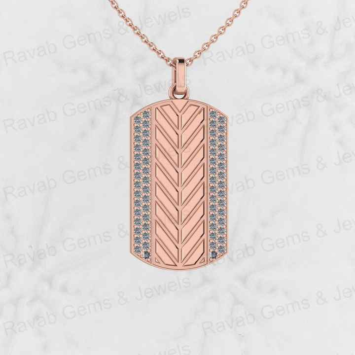 Best Quality Solid 925 Sterling Silver Engraved Chevron Cross Bar Pendant Men's CZ Prong Setting Handmade Necklace Fine Jewelry