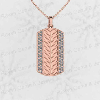 Best Quality Solid 925 Sterling Silver Engraved Chevron Cross Bar Pendant Men's CZ Prong Setting Handmade Necklace Fine Jewelry