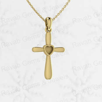 Genuine 925 Sterling Silver 27x20mm Christian Cross Blank Heart Charm Semi Mount Blank Pendant Good for Resin & Ashes Work