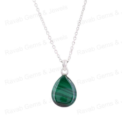 Beautiful 12x16mm Teardrop Malachite Healing Crystal Reiki Stone Handmade 925 Silver Choker Pendant Necklace For Women Jewelry
