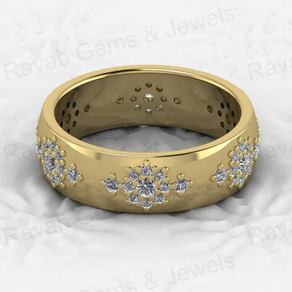 Top Selling Genuine 925 Silver Snowflake CZ Design Gold Vermeil Eternity Wide Band Dainty Women's Ring Personalized Fine Jewelry