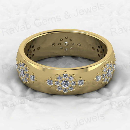 Top Selling Genuine 925 Silver Snowflake CZ Design Gold Vermeil Eternity Wide Band Dainty Women's Ring Personalized Fine Jewelry