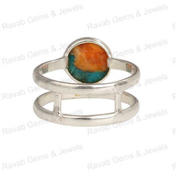 New Arrival Unisex 925 Sterling Silver Double Band Ring 10mm Solid Genuine Mix Oyster Turquoise Shape Handmade Fine Jewelry Men