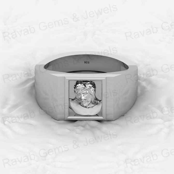Top Quality Genuine 925 Sterling Silver Personalized Religious Jesus Christ Signet Ring Spiritual Keepsake Men's Fine Jewelry