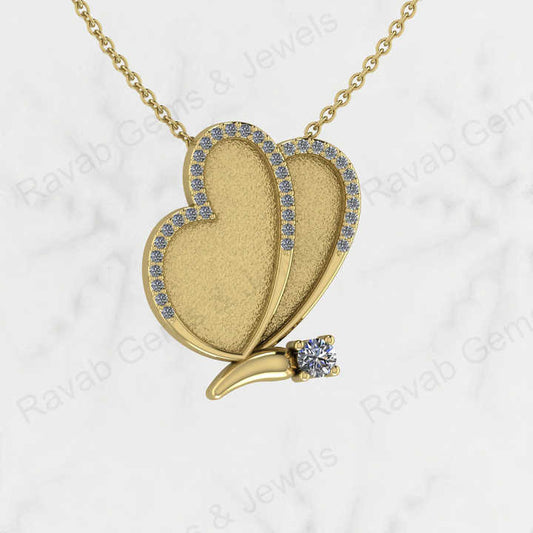 Genuine 925 Silver 40x28mm Couple Heart Blank Bezel CZ Charm Pendant Setting Ashes Resin Keepsake Jewelry Findings Components