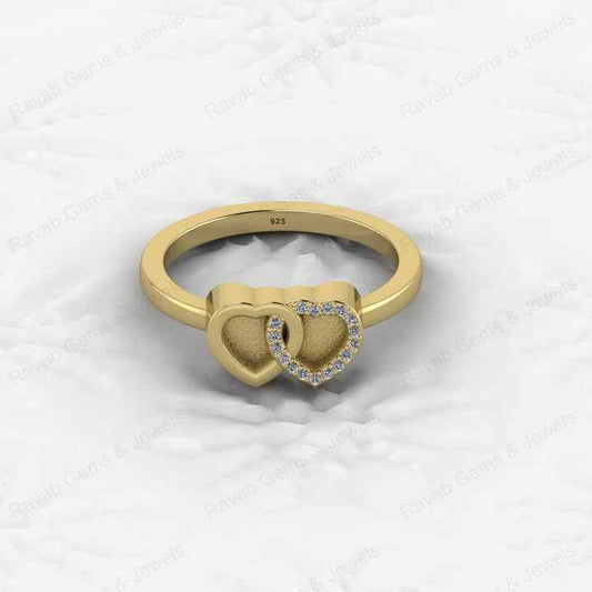 Best Quality 925 Silver Double Heart With CZ1mm Semi Mount Blank Setting Eternity Ring for Breastmilk Keepsake Fine Jewelry