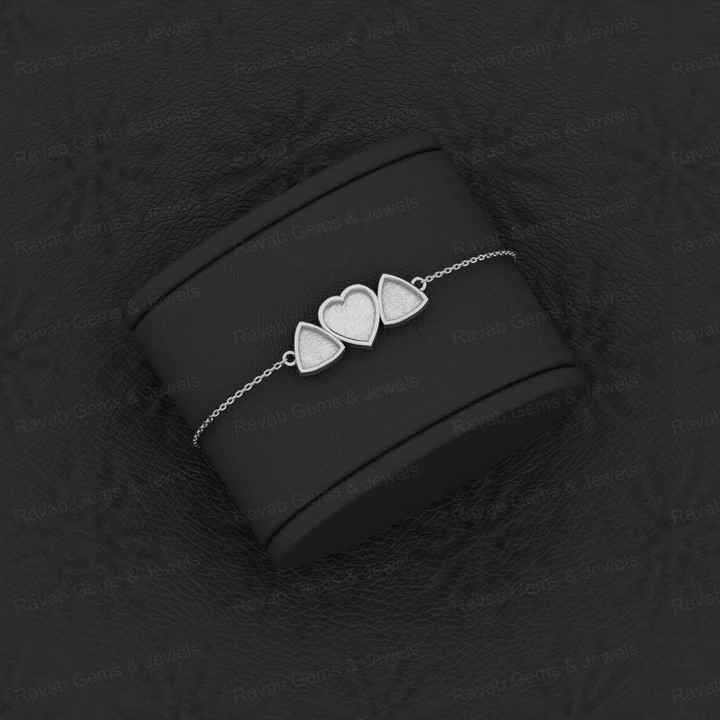 Quality 925 Solid Silver Semi Mount Bracelet Heart & Trillion Good For Resin & Ashes Work Keepsake Breastmilk Jewelry Findings