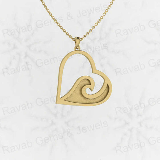 Genuine 925 Sterling Silver 25mm Beach-Ocean-Sea Waves Heart Charm Semi Mount Blank Setting Resin Ashes Work Necklace Findings