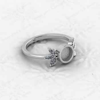 Genuine 925 Sterling Semi Mount Blank Setting Ring Attractive Leaf Design Women's Jewelry Findings 2x4mm Keepsake Wholesale