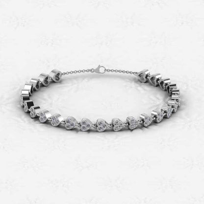 Top Selling Solid 925 Sterling Silver 18K Gold Plated Heart Beaded Link Chain CZ Prong Setting Bracelet for Girls & Women