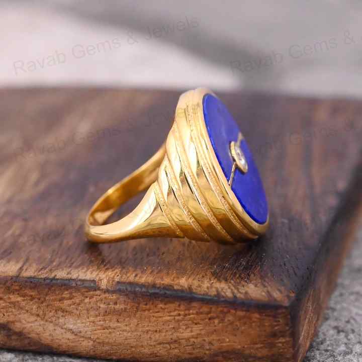 Best Selling 925 Silver Compass Ring for Men 20mm Lapis Lazuli Moissanite Genuine Designer Fine Jewelry with Bezel Setting Inlay