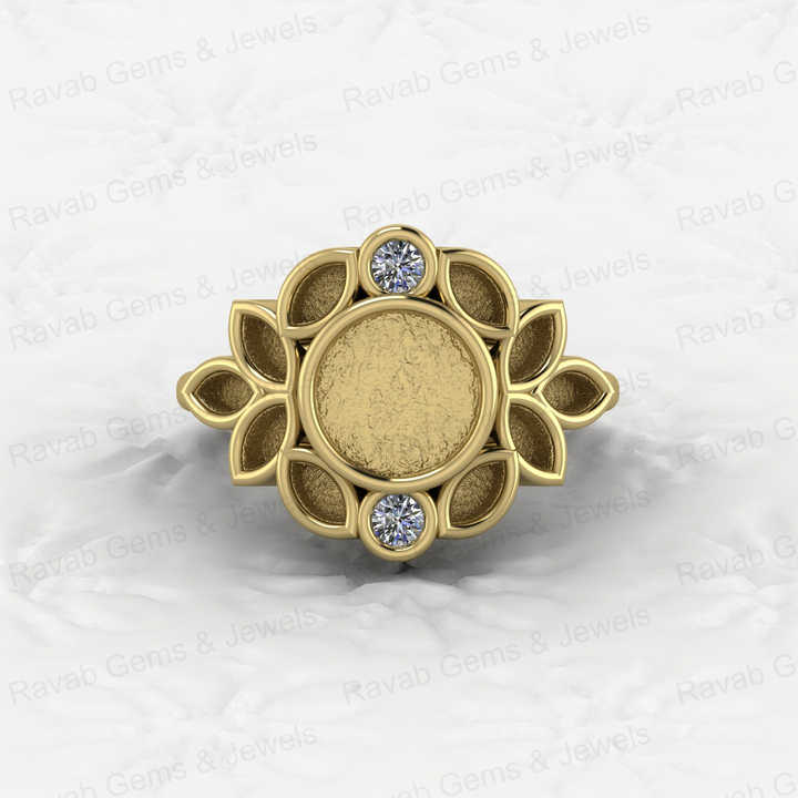 Solid 925 Sterling Silver 8mm Round & Micro Marquise CZ Semi Mount Blank Bezel Base Ring Setting for Resin Ashe Keepsake Jewelry