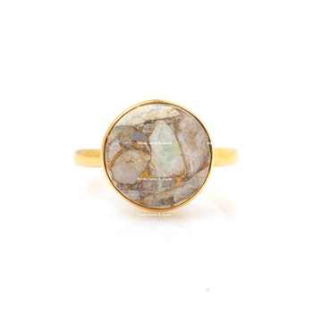 Mojave Ethiopian Opal Copper Gemstone Top Selling 925 Sterling Silver 18K Gold Plated Dainty Ring Stylish Unisex Design Women's