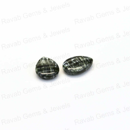 Best Quality 16x22mm Natural Seraphinite Pear Shape Cabochon Calibrated Gemstone Hand Polish Loose Stone for Making Gold Jewelry