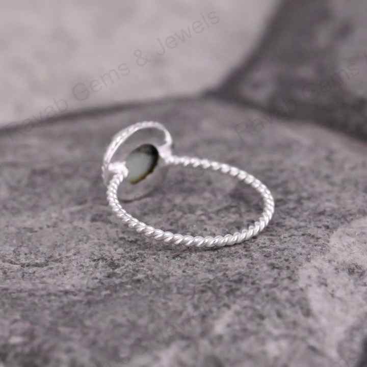 Best Quality Solid 925 Sterling Silver Natural Chrysocolla Copper 10mm Round Twisted Band Bezel Setting Ring Handmade Jewelry