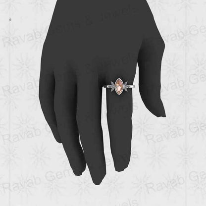Top Selling Marquise Designer Ring Genuine 925 Silver Pink Copper Turquoise Gemstone Bezel Setting Fine Jewelry Trusted