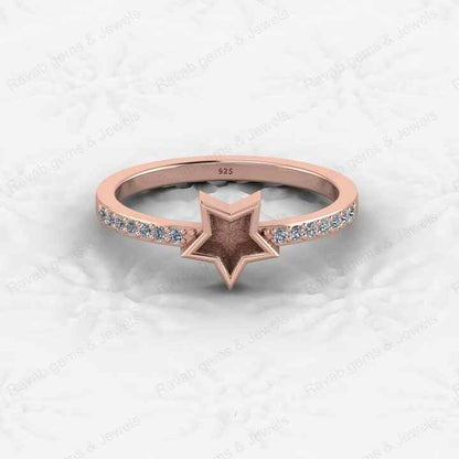 Top Quality 925 Sterling Silver 6mm Star Shape CZ Semi Mount Blank Setting Ring Good for Resin & Ashes Work Keepsake DIY Jewelry