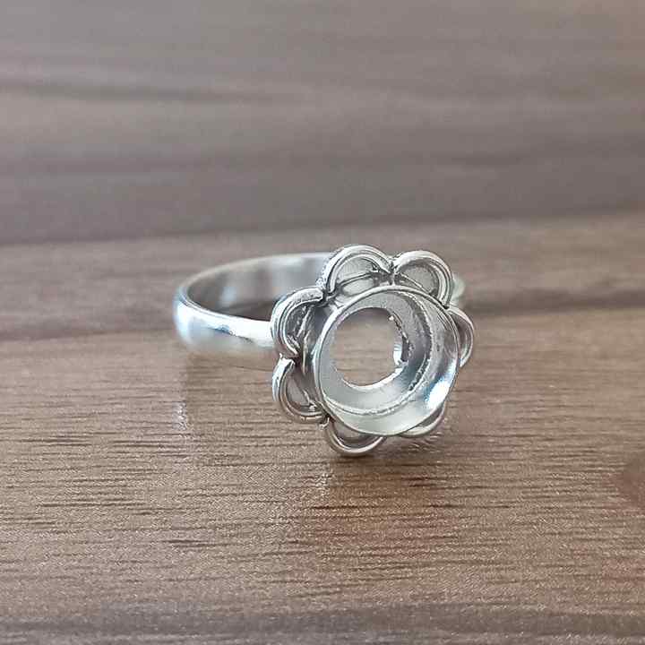 Genuine 925 Sterling Silver 10MM Round Shape Semi-Mount Blank Setting Good For Ashes & Resin Fill Keepsake DIY Fine Jewelry