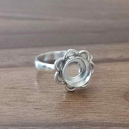 Genuine 925 Sterling Silver 10MM Round Shape Semi-Mount Blank Setting Good For Ashes & Resin Fill Keepsake DIY Fine Jewelry
