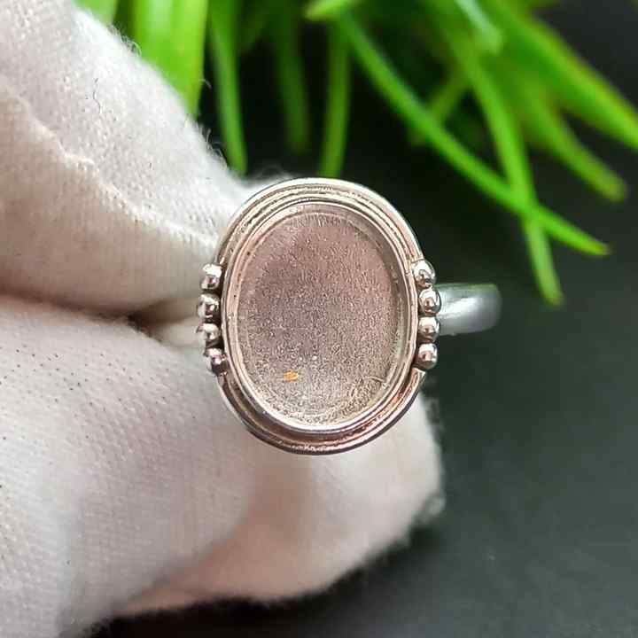 Genuine Solid 925 Sterling Silver Oval Cup 8x10MM Round Bezel Setting Semi-Mount Blank Setting Simple Band Fine Ring For Women