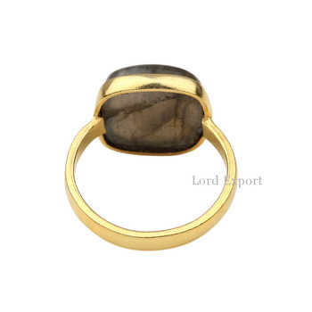 Wholesale Natural Labradorite Gemstone Statement Ring Solid Sterling Silver With Gold Plating Elegant Indian Jewelry Low Price
