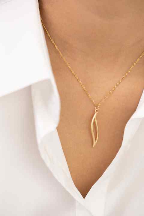 Valentine Sale Solid 925 Sterling Silver 14k Gold Plated Leaf Charm Necklace & Pendant for Women Fine Handmade Propose Jewelry