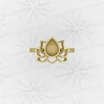 Superb Quality 925 Silver 6x8mm Oval Semi Mount Blank Setting Lotus Designer Ring for Breastmilk Keepsake Fine Women Jewelry