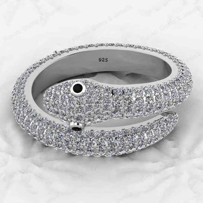 Best Selling 925 Sterling Silver Gold Vermeil CZ Eternity Band Adjustable Animal Gothic Snake Women Ring Hip Hop Fine Jewelry