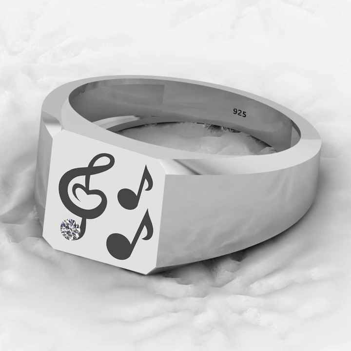 Top Selling Men's Fine Rings 925 Sterling Silver Music Symbol Lover Carlo Signet Fashionable Wholesale Gents Jewelry