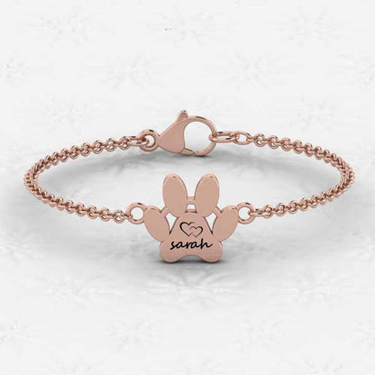 Top Selling 925 Sterling Silver 18K Gold Plated Personalized Name Dog Paw Bracelet Setting Minimalist Fine Jewelry for Women