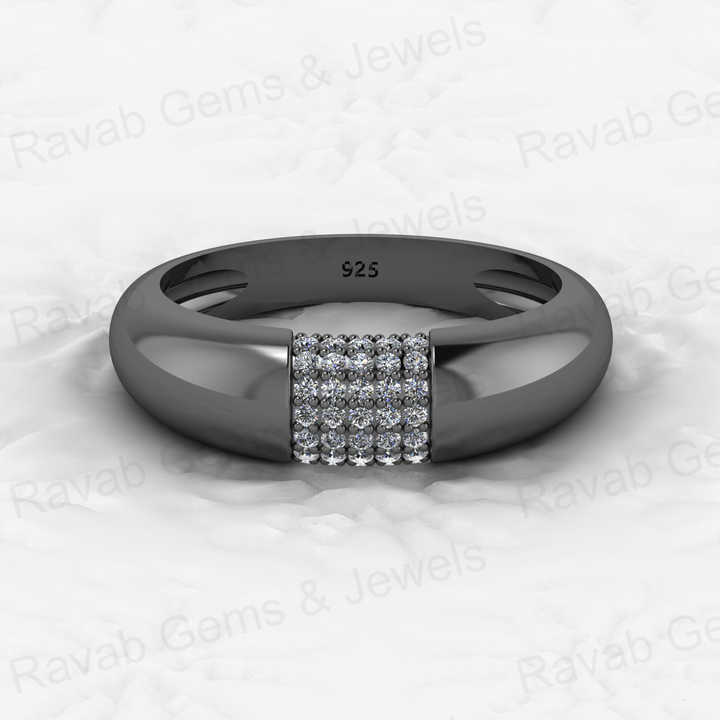Best Selling Solid 925 Sterling Silver Round Micro Pave CZ Thick Eternity Band Domed Gold Vermeil Women Ring for Fine Jewelry