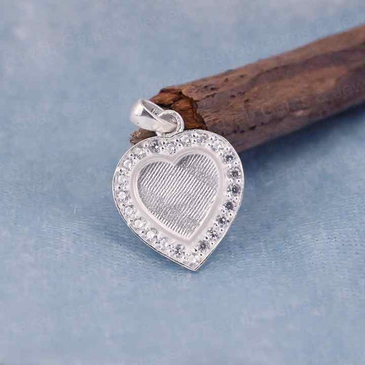 High Quality 925 Silver 10mm Heart With Surrounded CZ Semi Mounting Blank Base Charm Pendant Setting Breastmilk Keepsake Jewelry
