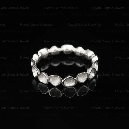 Top Selling 925 Silver 3mm Heart Eternity Band Semi Mount Blank Bezel Setting Ring for Stone & Resin Ashes DIY Jewelry Findings