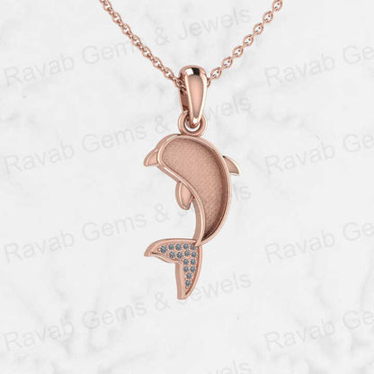 Top Quality 925 Sterling Silver 28x12mm Friendly Dolphin Fish Semi Mount CZ Charm Pendant for Resin Jewelry Findings Components