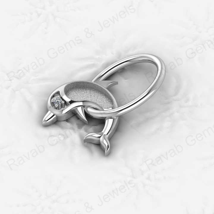 Solid 925 Sterling Silver 20x30mm Dolphin Fish in Ring Semi Mounting Charm Pendant Setting for Ashes & Resin Work Work Jewelry