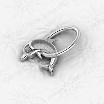 Solid 925 Sterling Silver 20x30mm Dolphin Fish in Ring Semi Mounting Charm Pendant Setting for Ashes & Resin Work Work Jewelry
