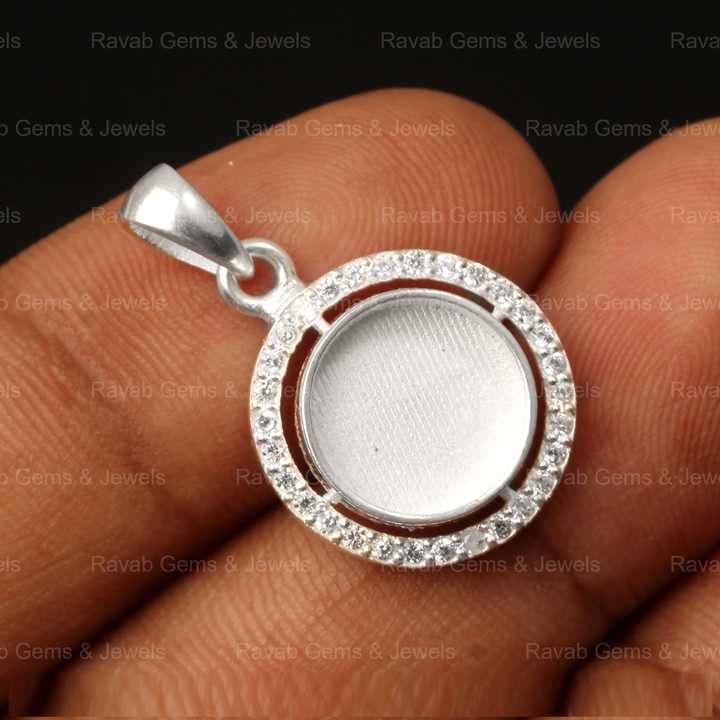 Hot Selling 925 Sterling Silver 10mm Round Semi Mount CZ Pendant Empty Support Base Holder Without Stone For DIY Craft Jewelry