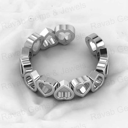 Beautiful 925 Silver 5mm Dainty Hollow Heart Love Day Gold Vermeil Eternity Band Adjustable Women Ring Fine Keepsake Jewelry