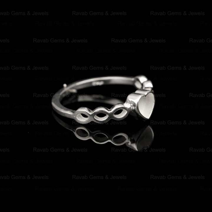 Top Quality Solid 925 Silver Semi Mount Setting Ring Half Infinity 5mm Heart Shape Blank Base Bezel Resin Ashes Keepsake Jewelry