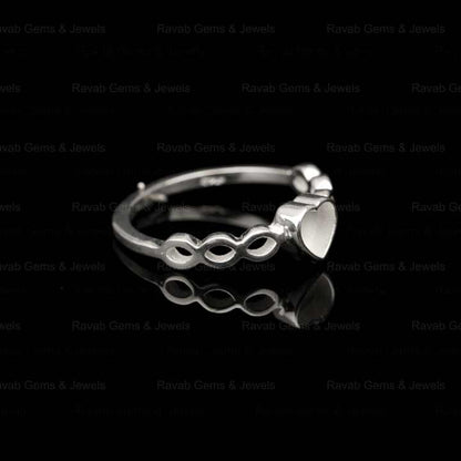 Top Quality Solid 925 Silver Semi Mount Setting Ring Half Infinity 5mm Heart Shape Blank Base Bezel Resin Ashes Keepsake Jewelry