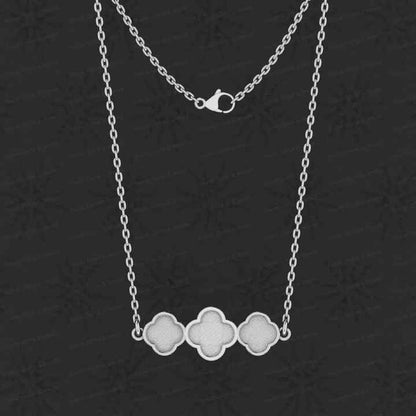 Genuine 925 Silver Clover Collet Bezel Cup Semi Mount Charm Pendant Necklace Setting for Ashes Stone Resin DIY Jewelry Findings