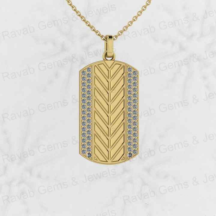 Best Quality Solid 925 Sterling Silver Engraved Chevron Cross Bar Pendant Men's CZ Prong Setting Handmade Necklace Fine Jewelry
