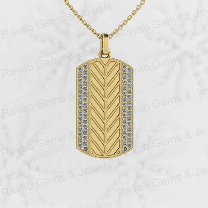 Best Quality Solid 925 Sterling Silver Engraved Chevron Cross Bar Pendant Men's CZ Prong Setting Handmade Necklace Fine Jewelry