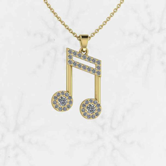 Best Selling Genuine 925 Sterling Silver With Zircon 25x17mm Musical Note Symbol Charm Pendant Necklace Women Fine Jewelry