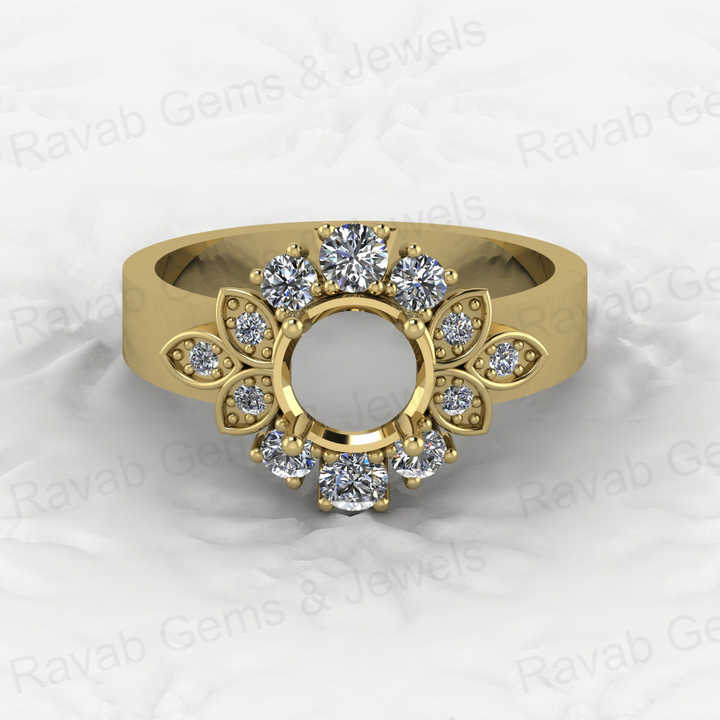 Genuine Solid 925 Sterling Silver Accented Starburst Semi Mount Blank Setting Ring Good for Ashes Resin Work Breastmilk Jewelry
