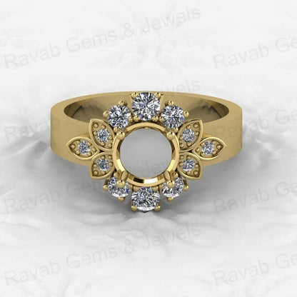 Genuine Solid 925 Sterling Silver Accented Starburst Semi Mount Blank Setting Ring Good for Ashes Resin Work Breastmilk Jewelry