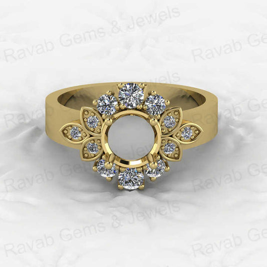 Genuine Solid 925 Sterling Silver Accented Starburst Semi Mount Blank Setting Ring Good for Ashes Resin Work Breastmilk Jewelry