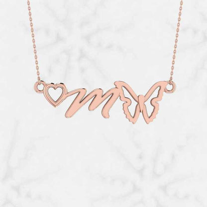 Top Trending Initial Letter With Heart Butterfly Design 925 Sterling Silver Charm & Pendant Necklace for Women Fine Jewelry