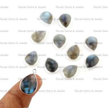 Best Selling 12x16mm Pear Shape Natural Labradorite Gemstone Bezel Pendant Fine Sterling Silver Necklace Charm for Gift